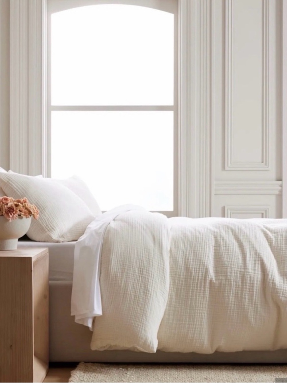 West Elm Cream Textured 100% Cotton Gauge Duvet Size King